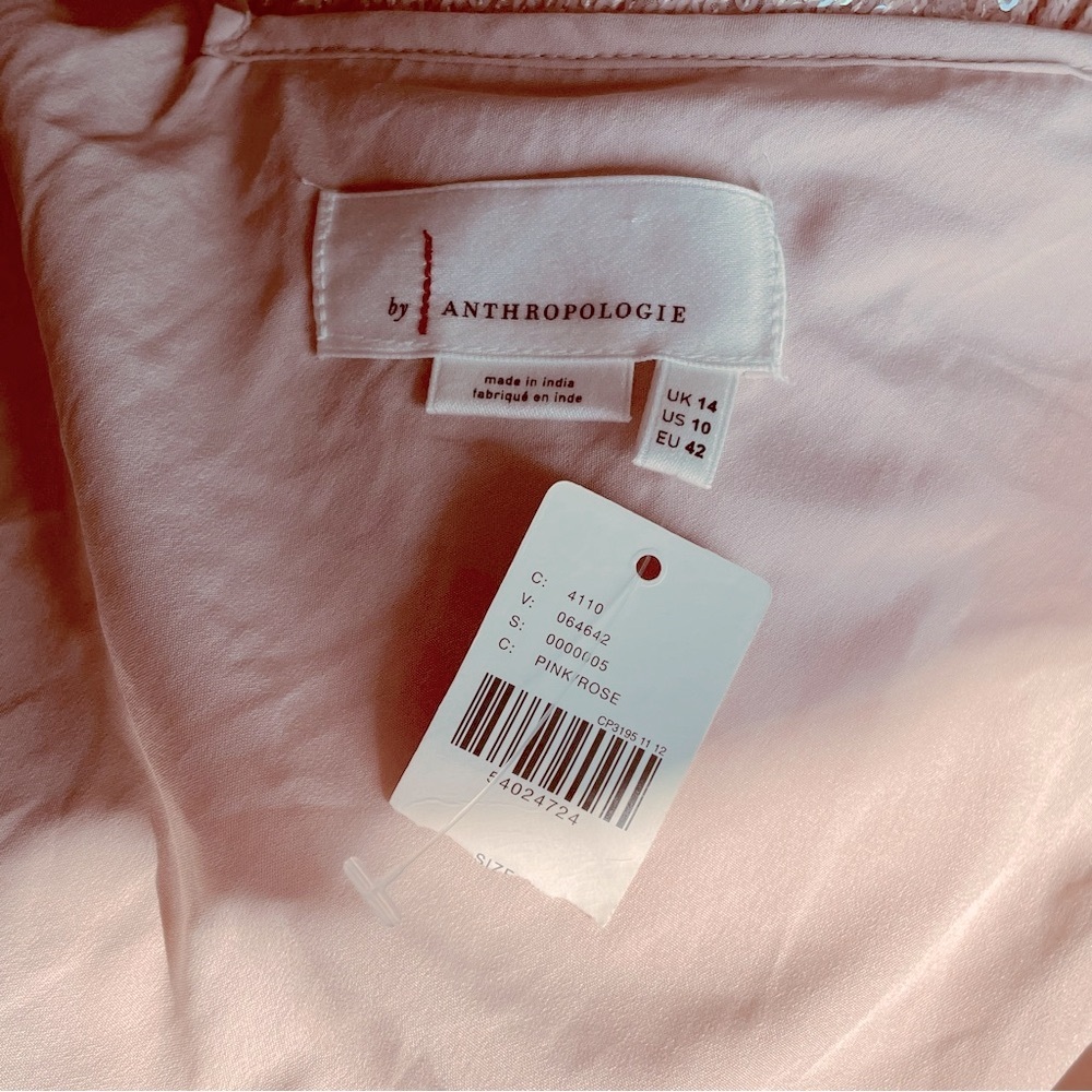 ANTHROPOLOGIE Amelie Camisole Top Sequins Pink Rose Size 10 - Picture 9 of 14